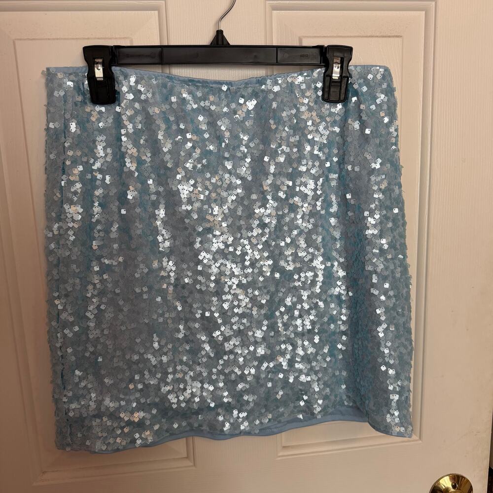 NEW Women's Plus Size Blue Sequin Bedazzled Party Mini Skirt Cocktail Skirt XXL